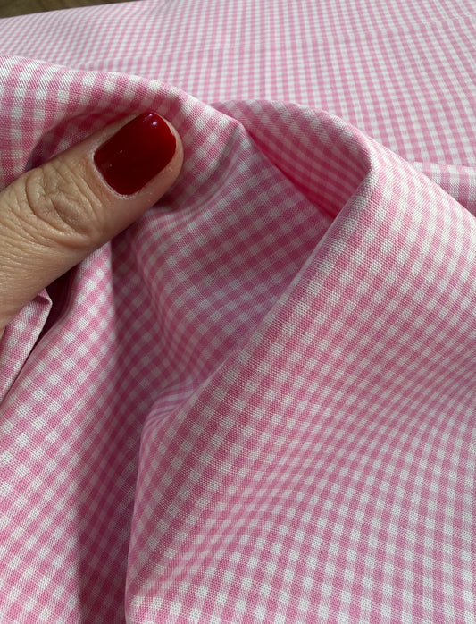 Tricoline camisaria 100% algodão egípicio Vichy Rosa - R$ 59,90