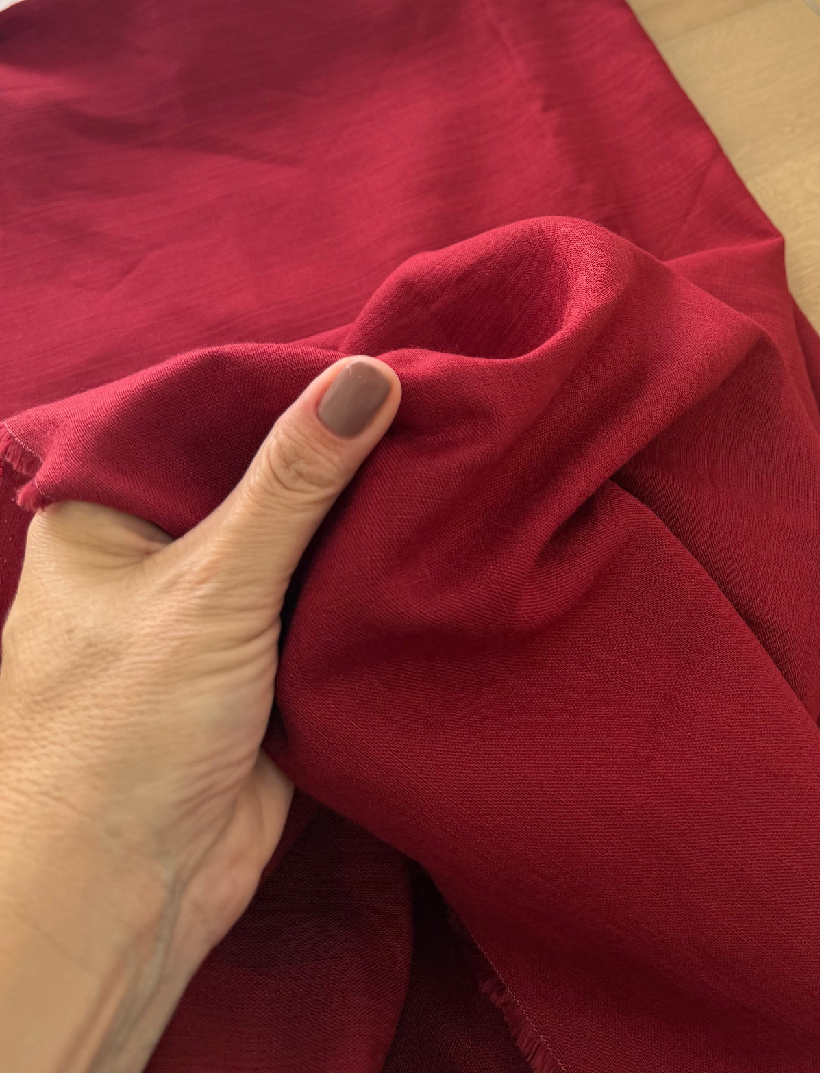 Linho com viscose maquinetado Vermelho Ferrari
