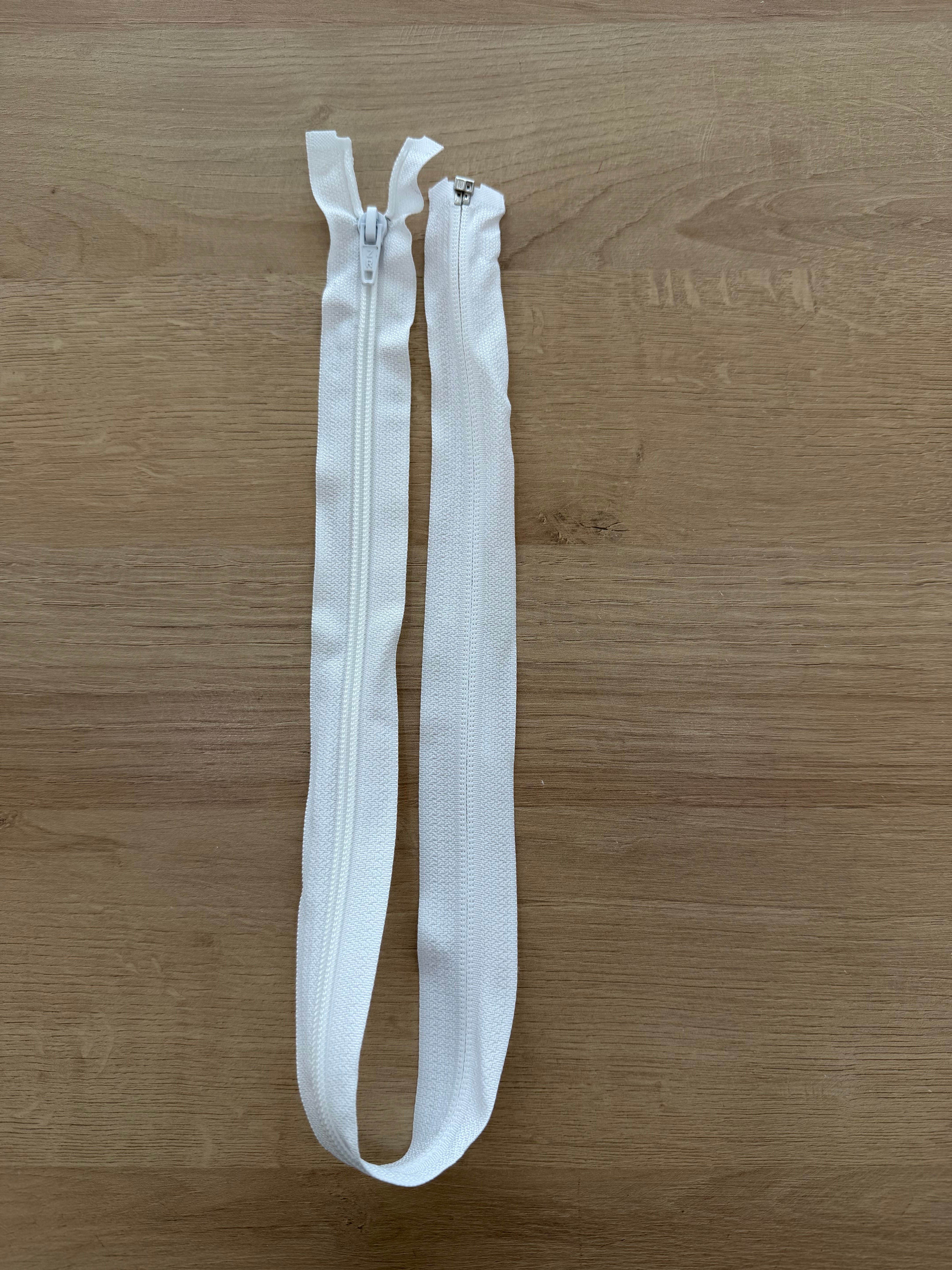 Zíper destacável Nylon Branco 60cm - R$ 9,90