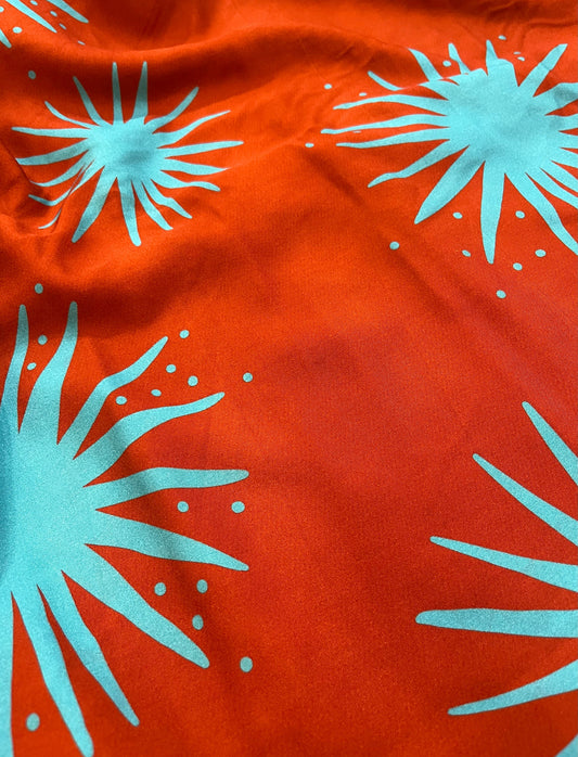 Banca 23- Viscose Estampada terracota com azul