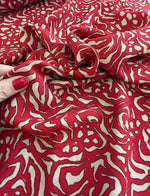 Crepe de viscose Estampado vermelho e creme