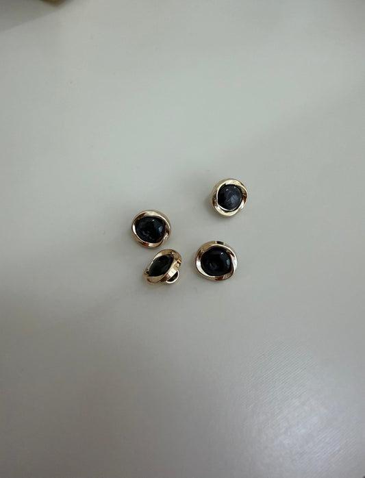Botão com Pé  Azul noite com dourado - R$ 0,30 unidade