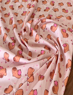 Malha para pijama Capivara fundo Rosa