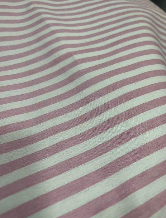 Banca 14 - Tricoline listrada rosa Estampada 100% algodão