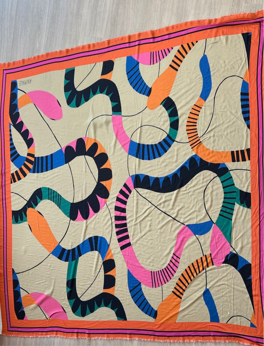 Viscose com Seda Corte Lenço, Canga ou Páreo Fundo Verde - R$ 69,90/corte. ( tamanho total do desenho)